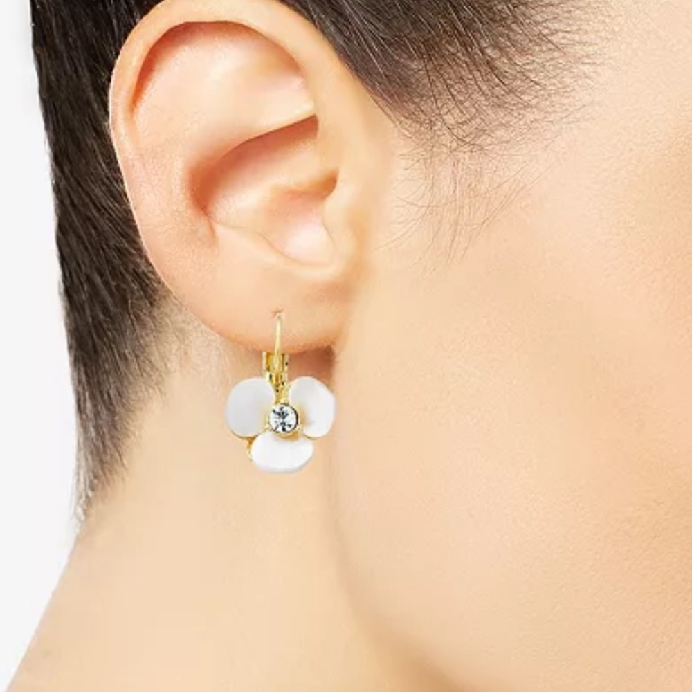 Kate Spade Disco Pansey Gold and Cream Flower Earring